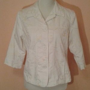 TanJay Petites 6P Embroidered Button Down Jacket